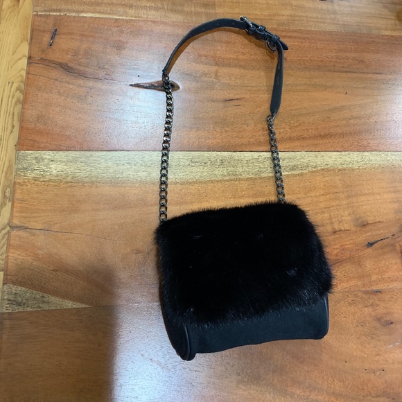 MaxMara Handbags - MaxMara black fur waist bag mink python goat skin belt mini Estri